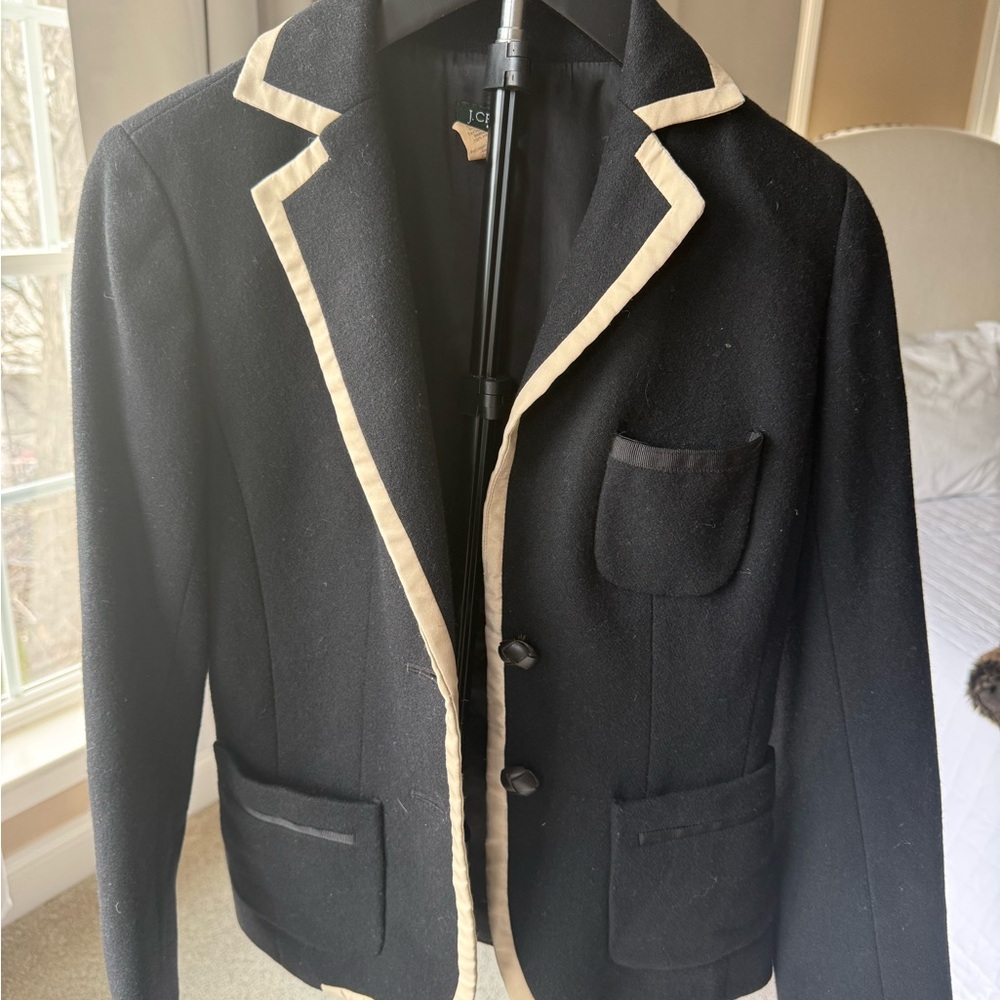 J. Crew Black Blazer with Cream Trim